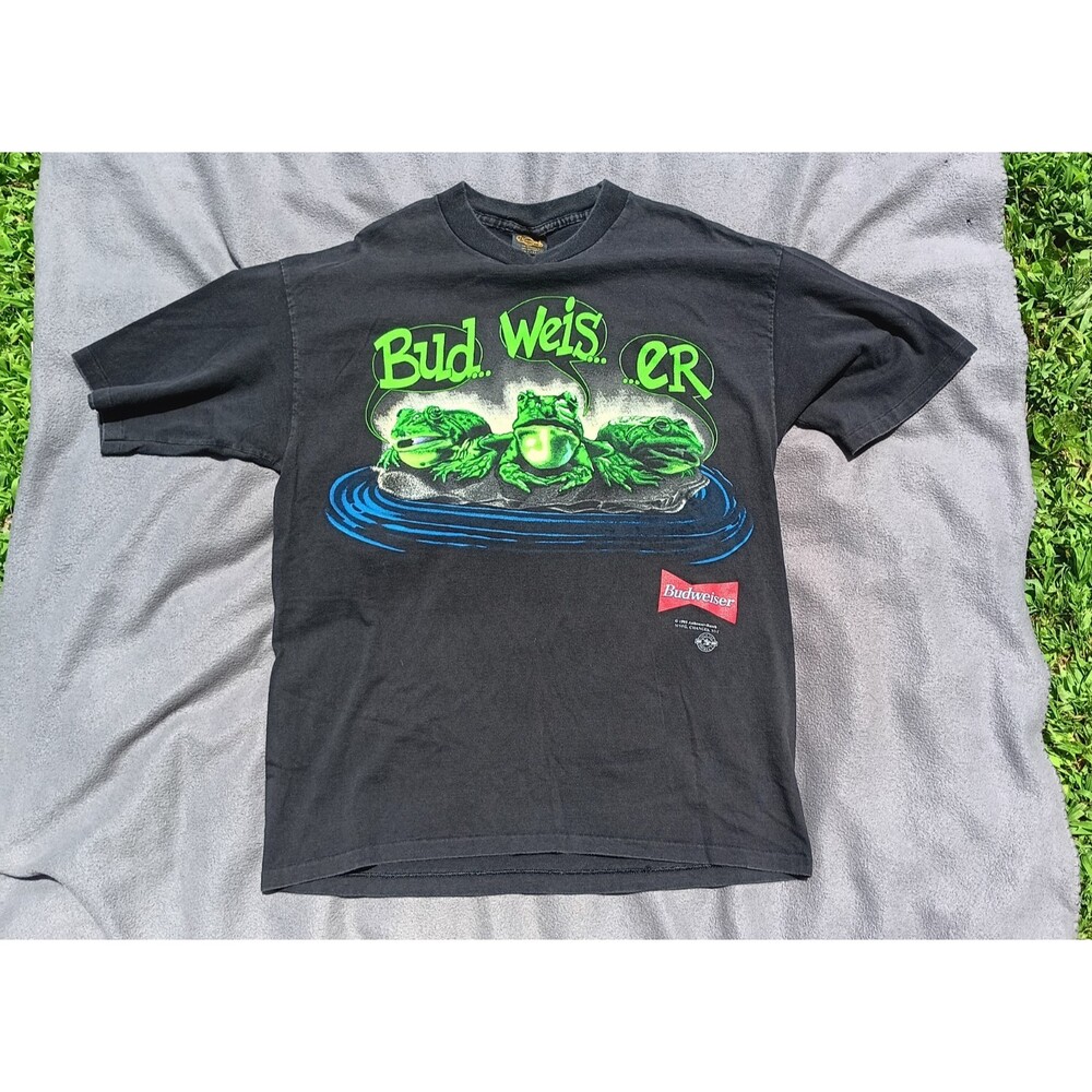 1995 Budweiser Frogs Graphic Tee XL Your Pad or Mine? Black VTG Shirt